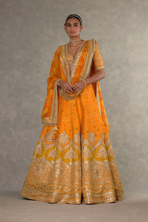 Rust Narangi-Bagh Lehenga Set- front view