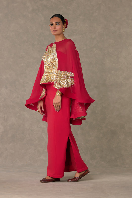 Red 'Son-Chidiya' Gown Set