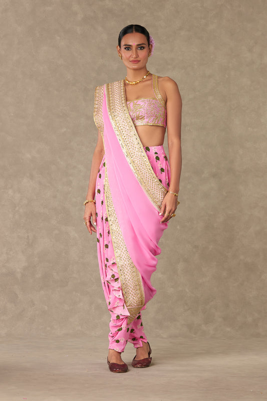 Pink Cotton Candy Dhoti Saree