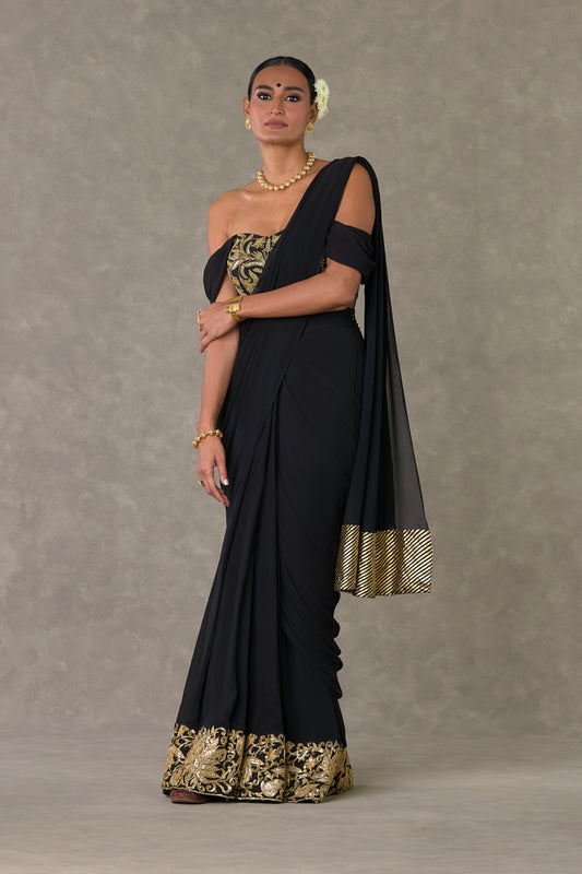 Black 'Neel- Kamal' Corset Saree