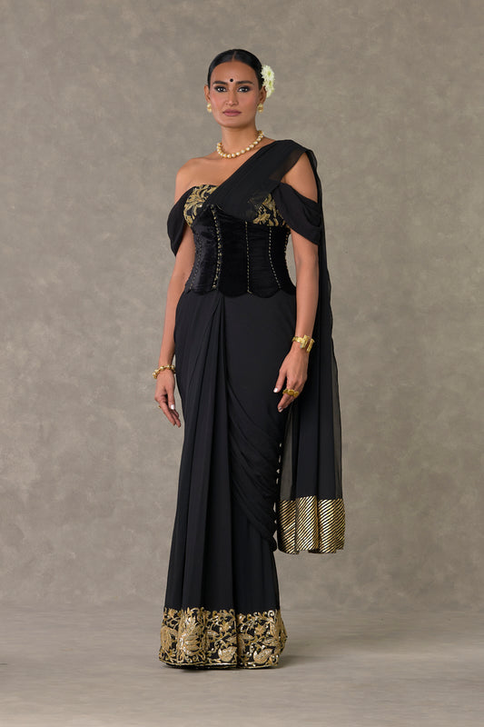 Black 'Neel- Kamal' Corset Saree