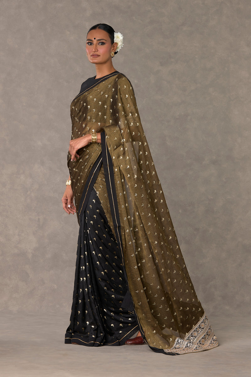 Black Winegarden Tissue Saree