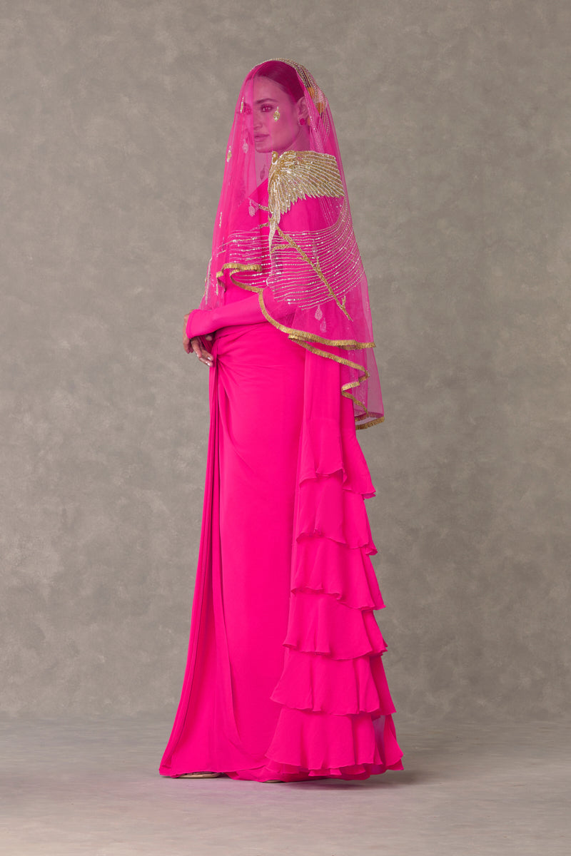 Gulal Corset Saree With Veil