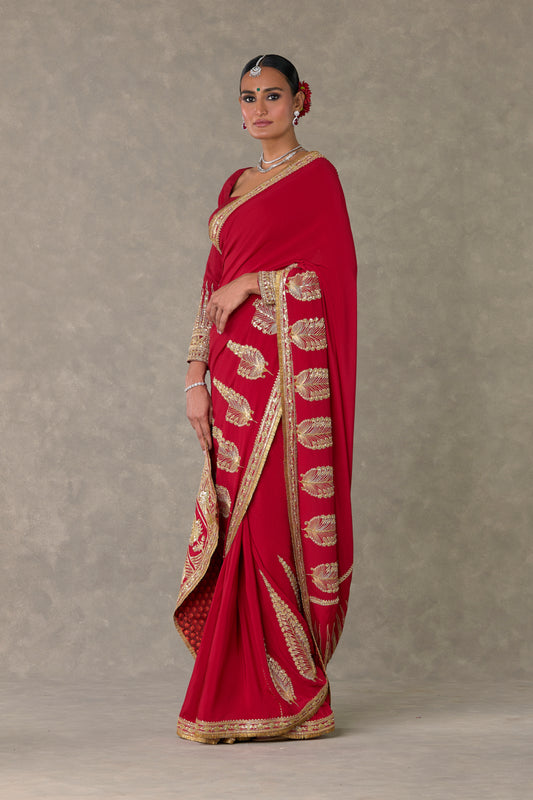 Red Son-Patti Saree