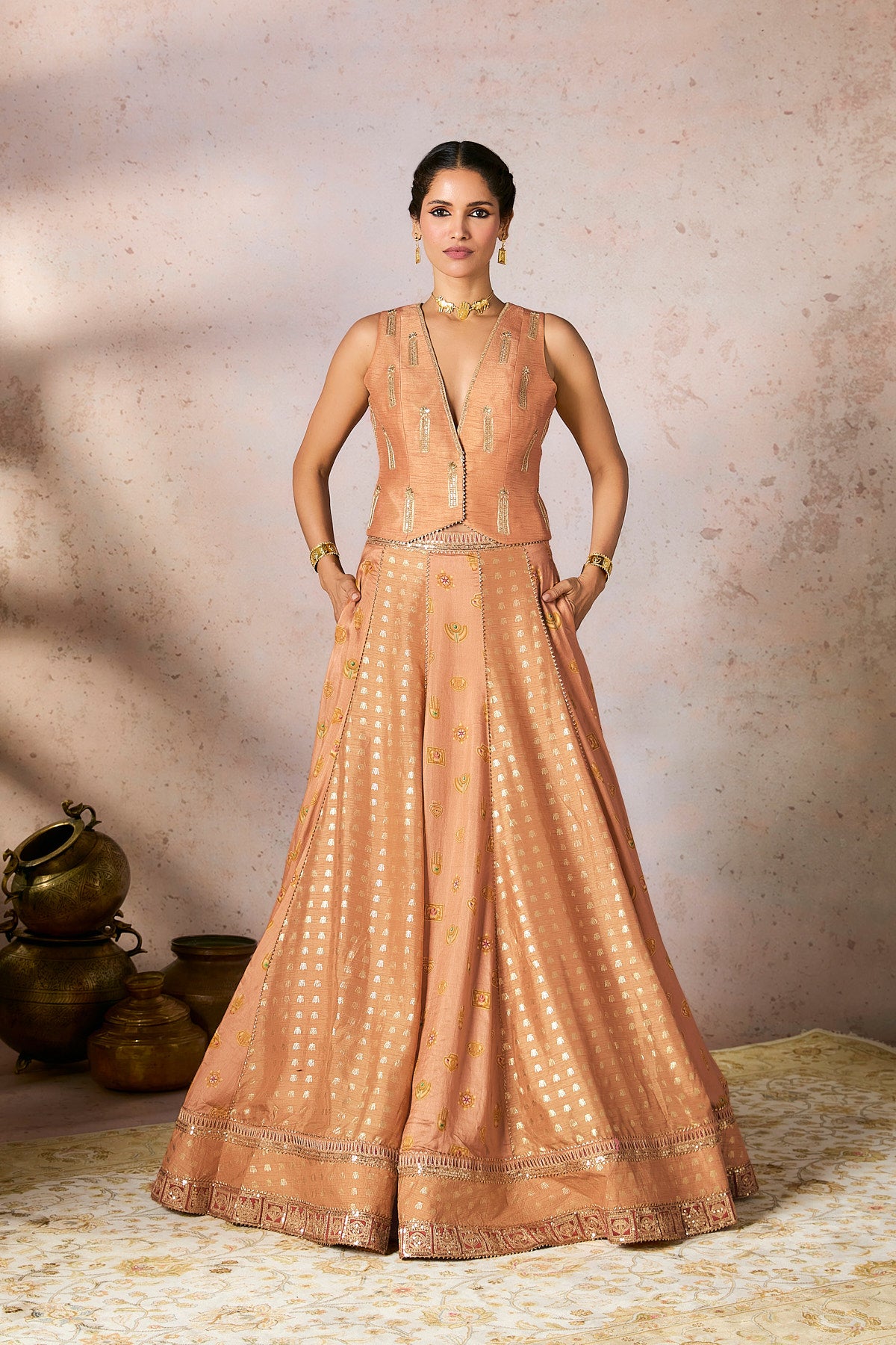 Salmon Trinkets Lehenga Set