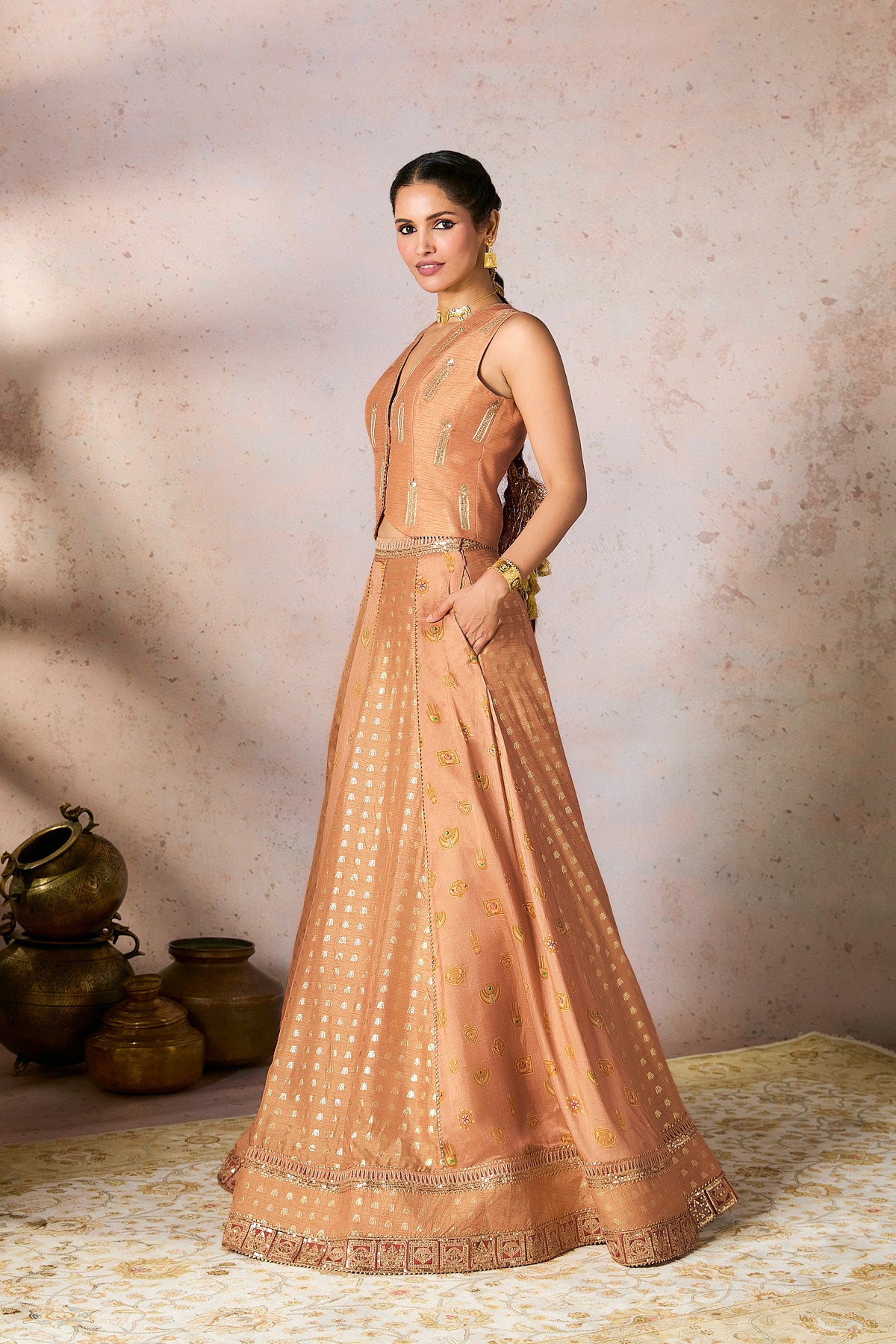 Salmon Trinkets Lehenga Set