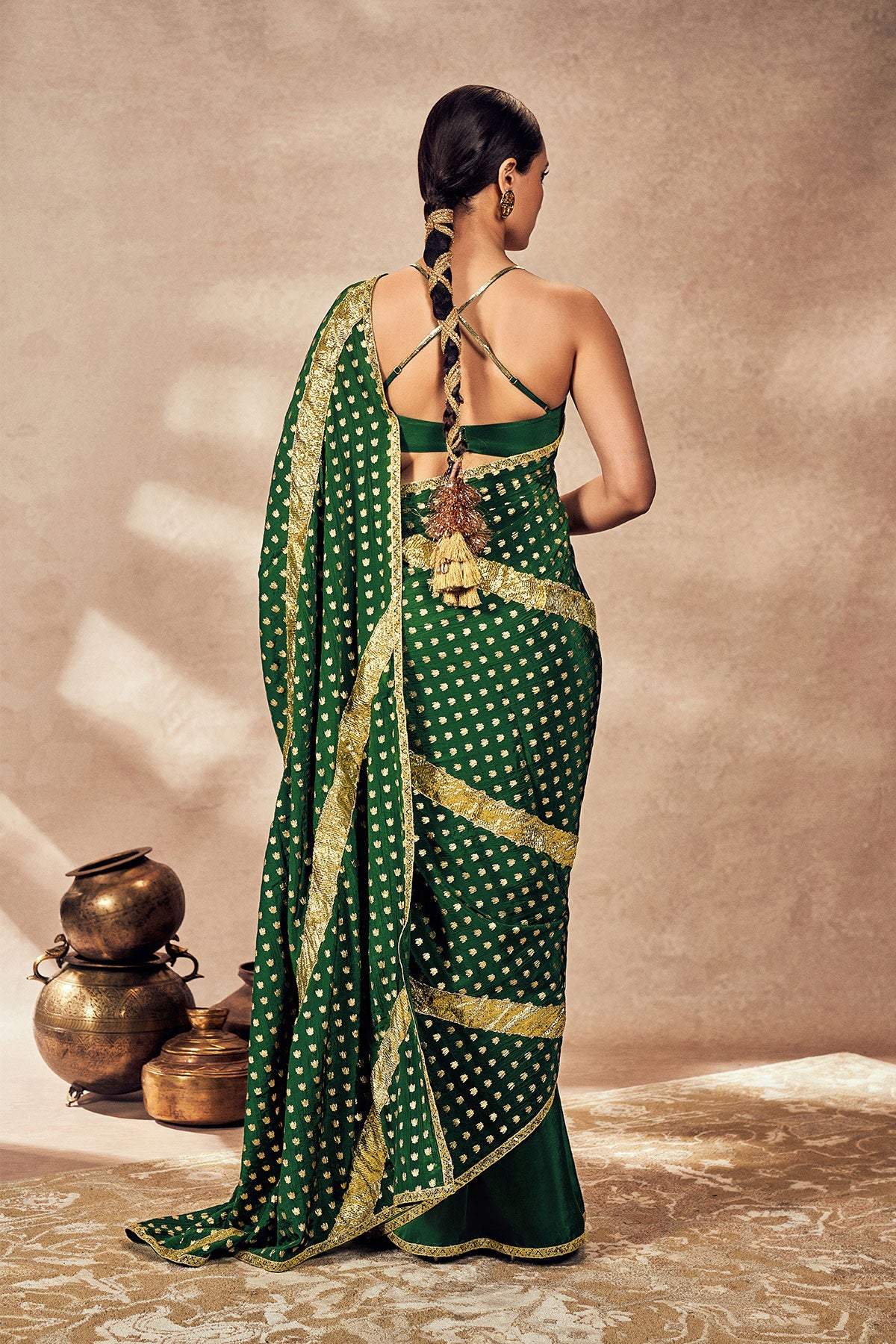 Green Palmscape Gota Saree