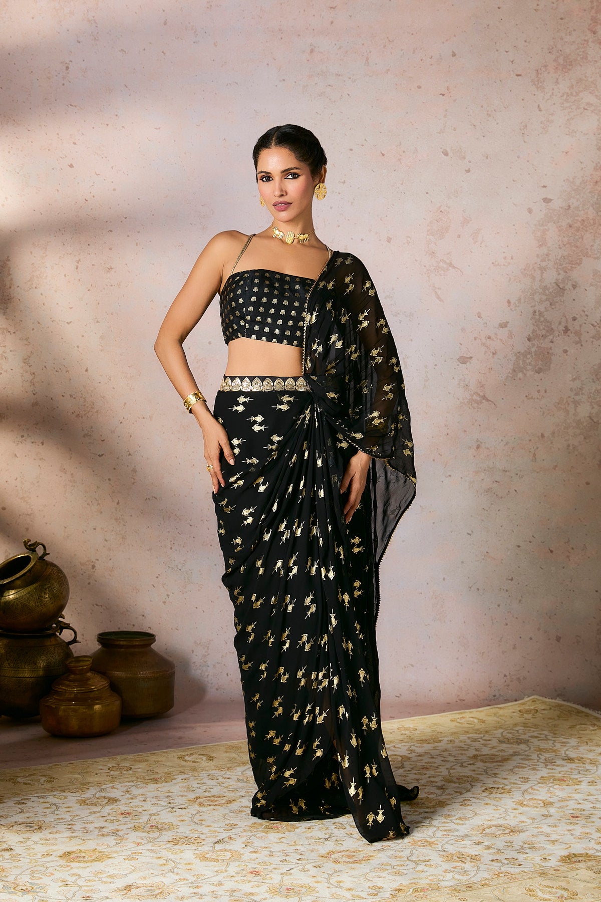 Black Mystic Drape Saree