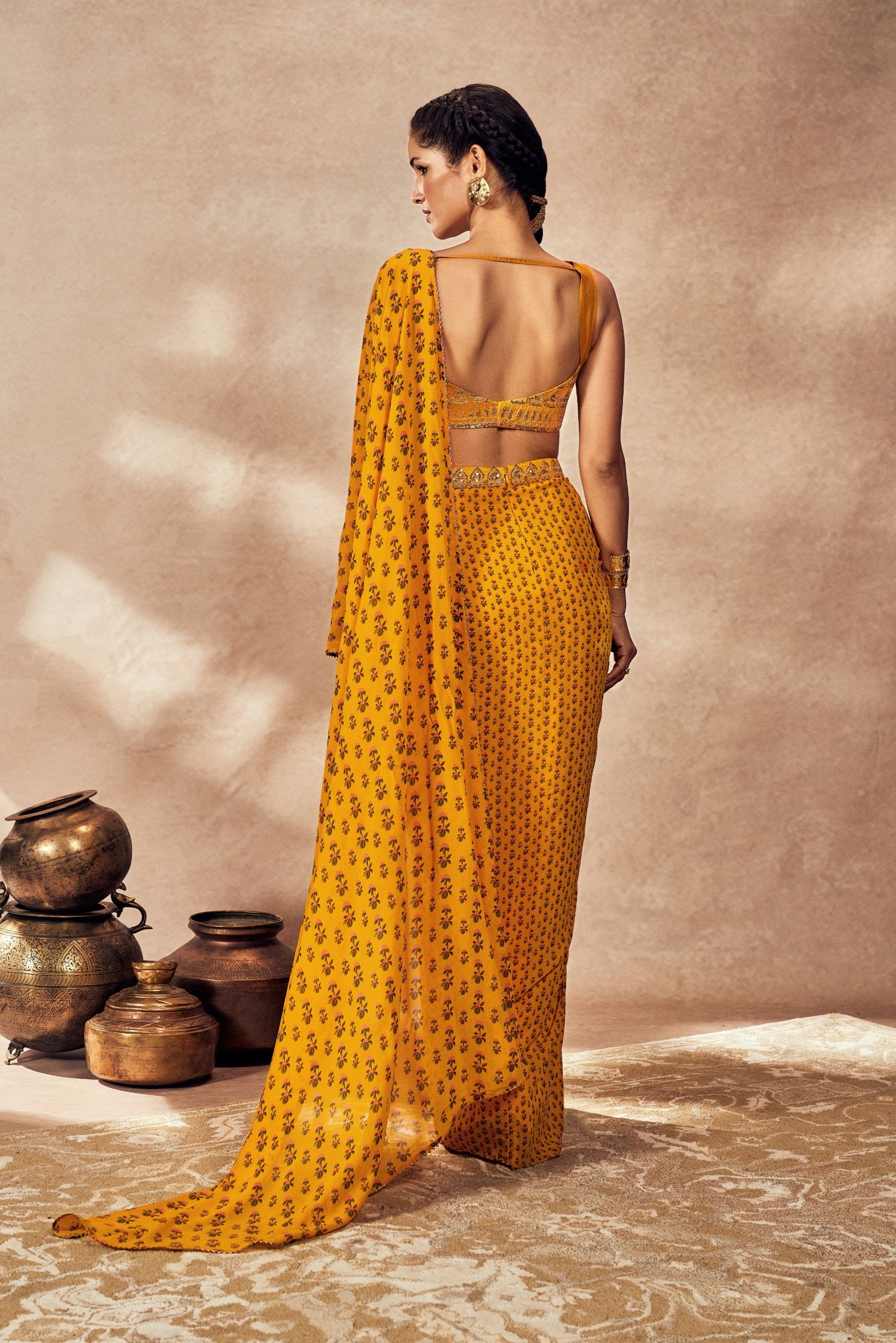 Yellow Pixie Dust Drape Saree