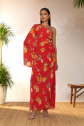 Load image into Gallery viewer, Red Tangy Tango One Shoulder Kaftan Dress
