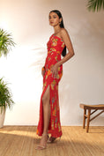 Load image into Gallery viewer, Red Tangy Tango One Shoulder Kaftan Dress
