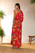 Load image into Gallery viewer, Red Tangy Tango One Shoulder Kaftan Dress
