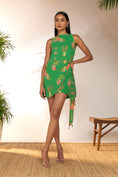 Load image into Gallery viewer, Green Tangy Tango Mini Wrap Dress
