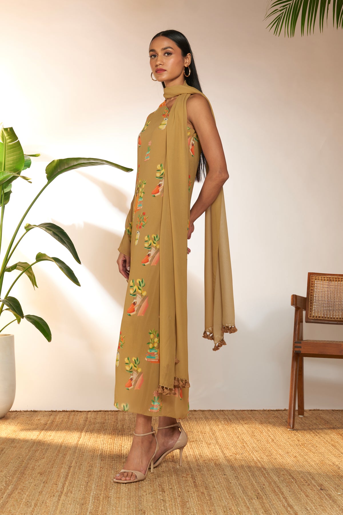 Tan Tangy Tango One Shoulder Kaftan