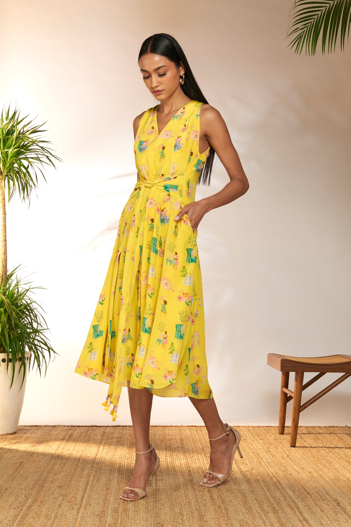 Lemon Yellow Jam & Toast Midi Dress