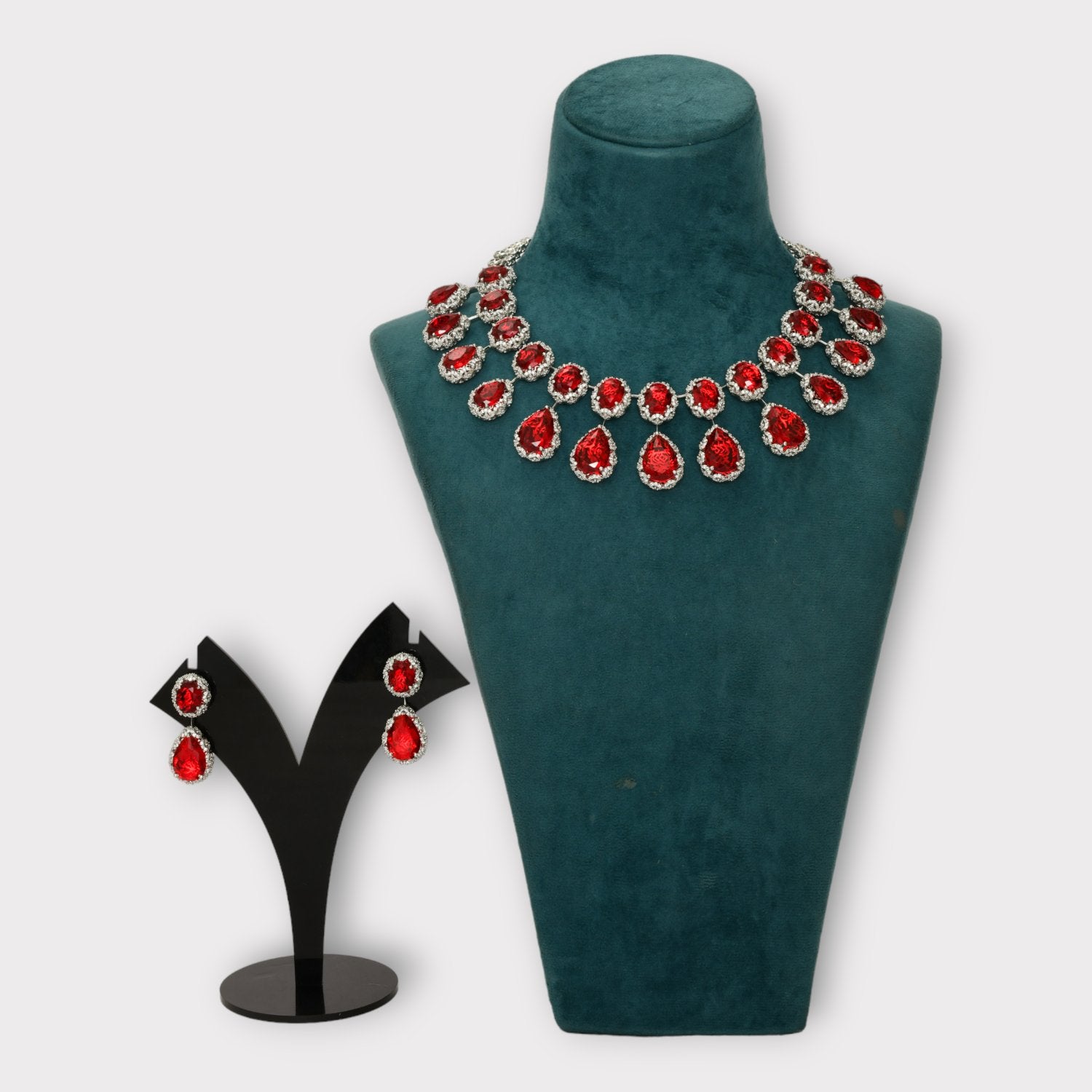 Drop Rubies Necklace Set