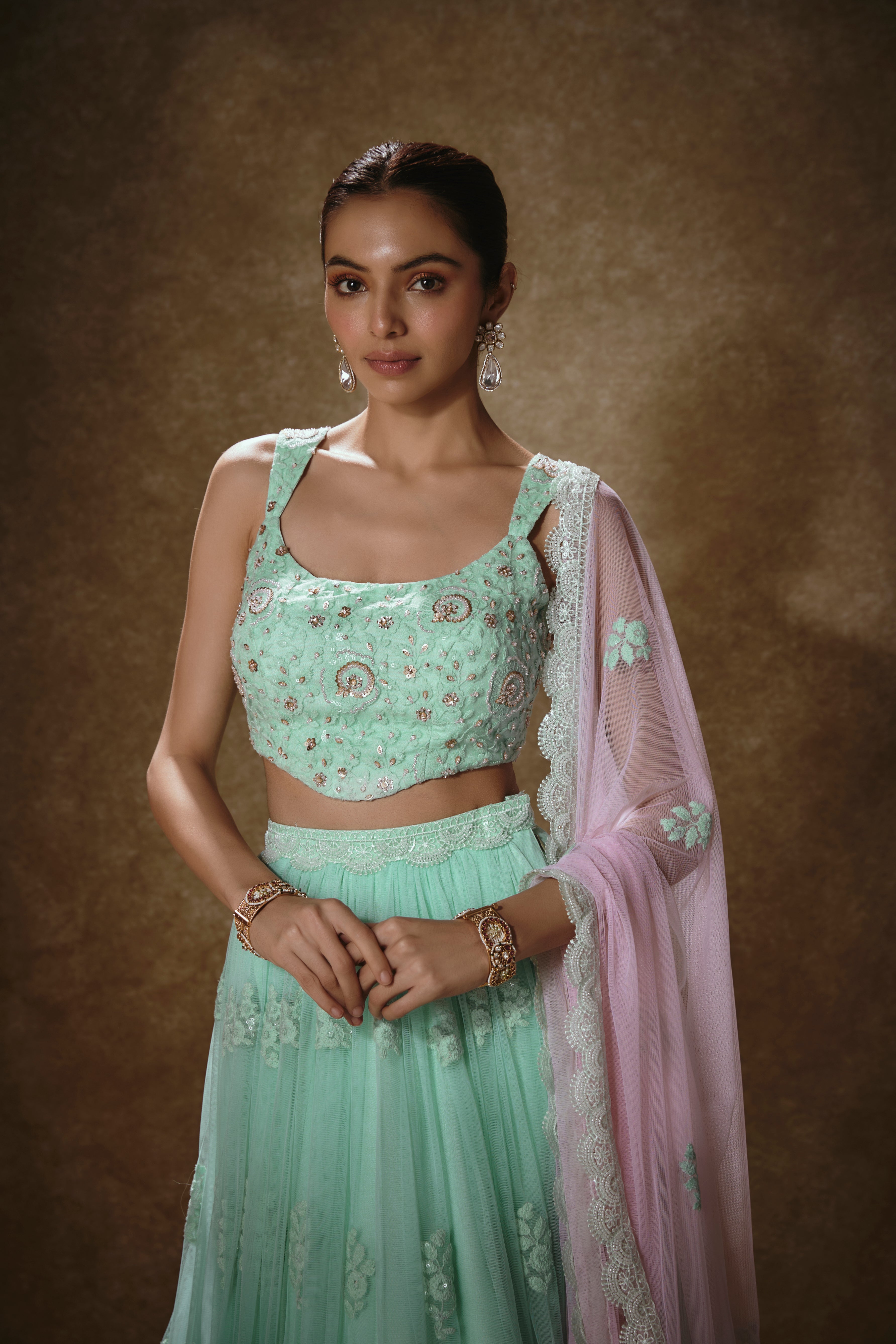 Mint & Blush Pink Lehenga Set