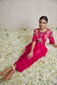 Load image into Gallery viewer, Silk Peplum Top With Crepe Dhoti
