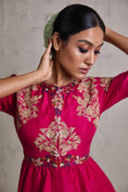 Load image into Gallery viewer, Silk Peplum Top With Crepe Dhoti
