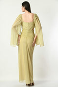 Load image into Gallery viewer, GOLDEN BLING RING - Cowl Draped Gown with Slit & Bag sleeves in Shimmering Golden Color
