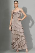 Load image into Gallery viewer, DUSKY ENTRANCE - Ruffle Dress in Brown Color
