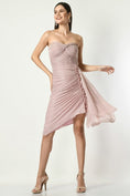 Load image into Gallery viewer, PASTEL PINK BLING IT - Tube top Draped Gown in Pastel Baby Pink Crepe Material
