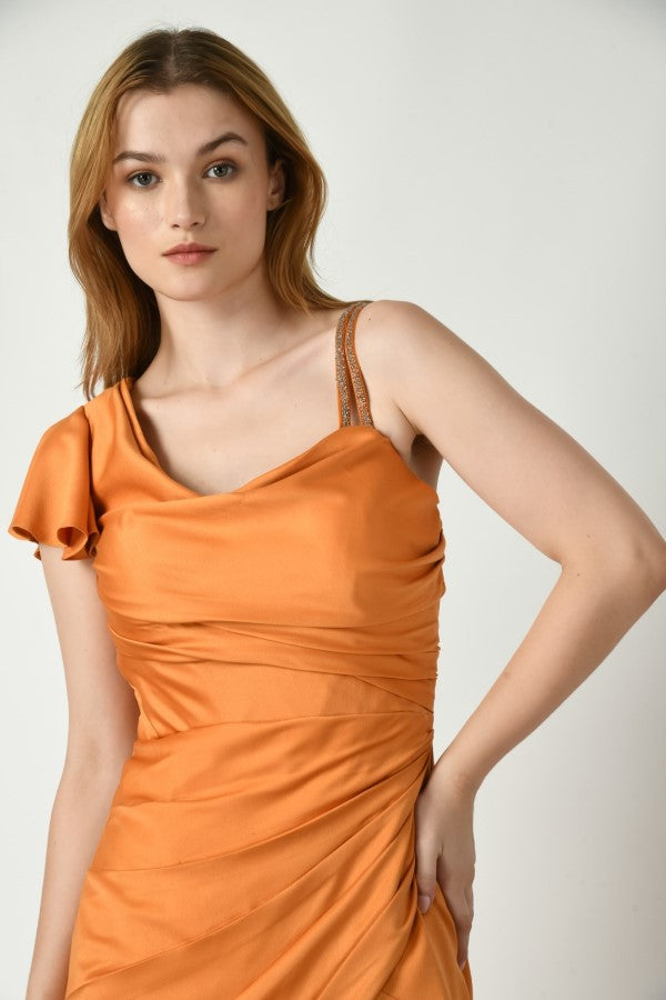 Orange Draped Dress