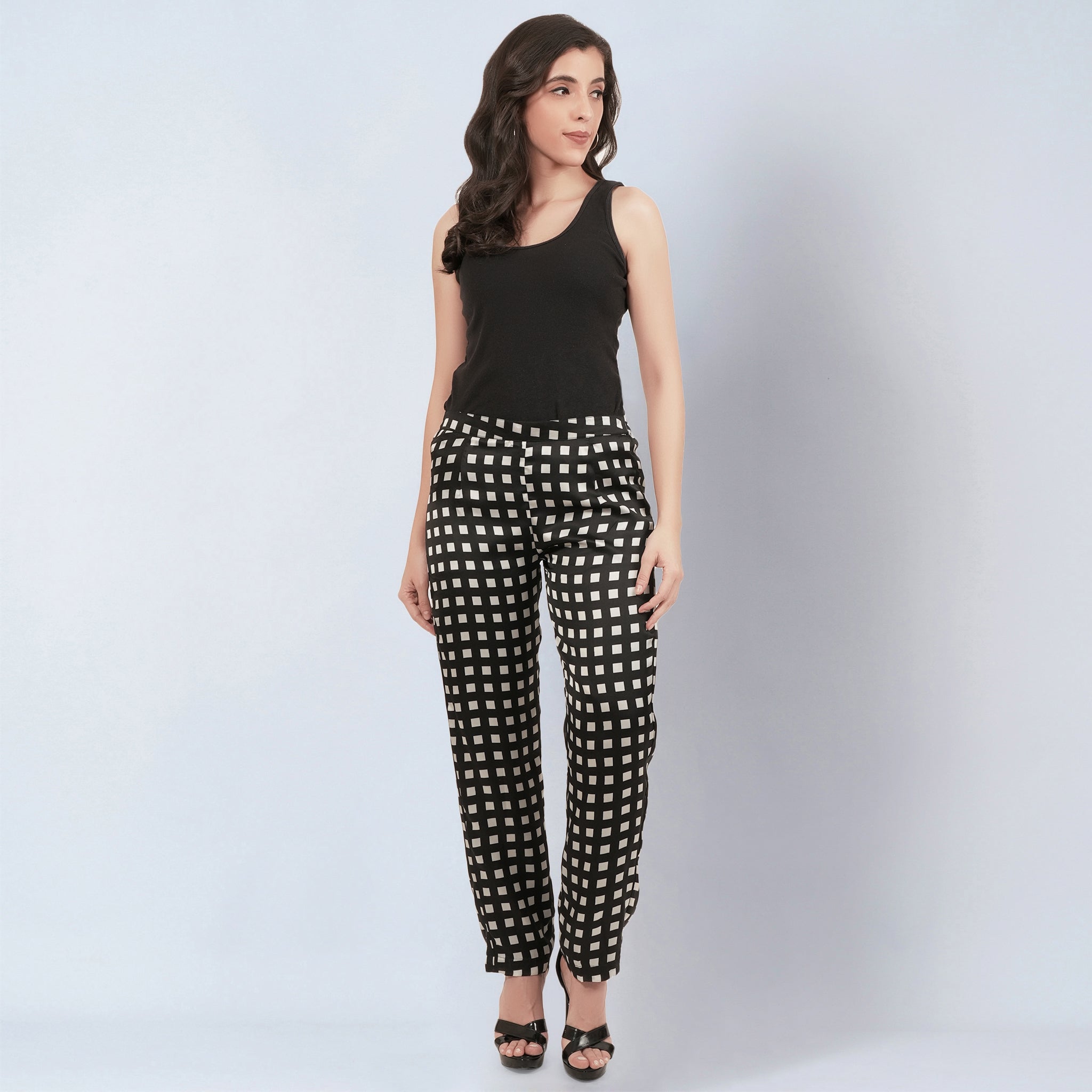 Ivory and Black Box Pants