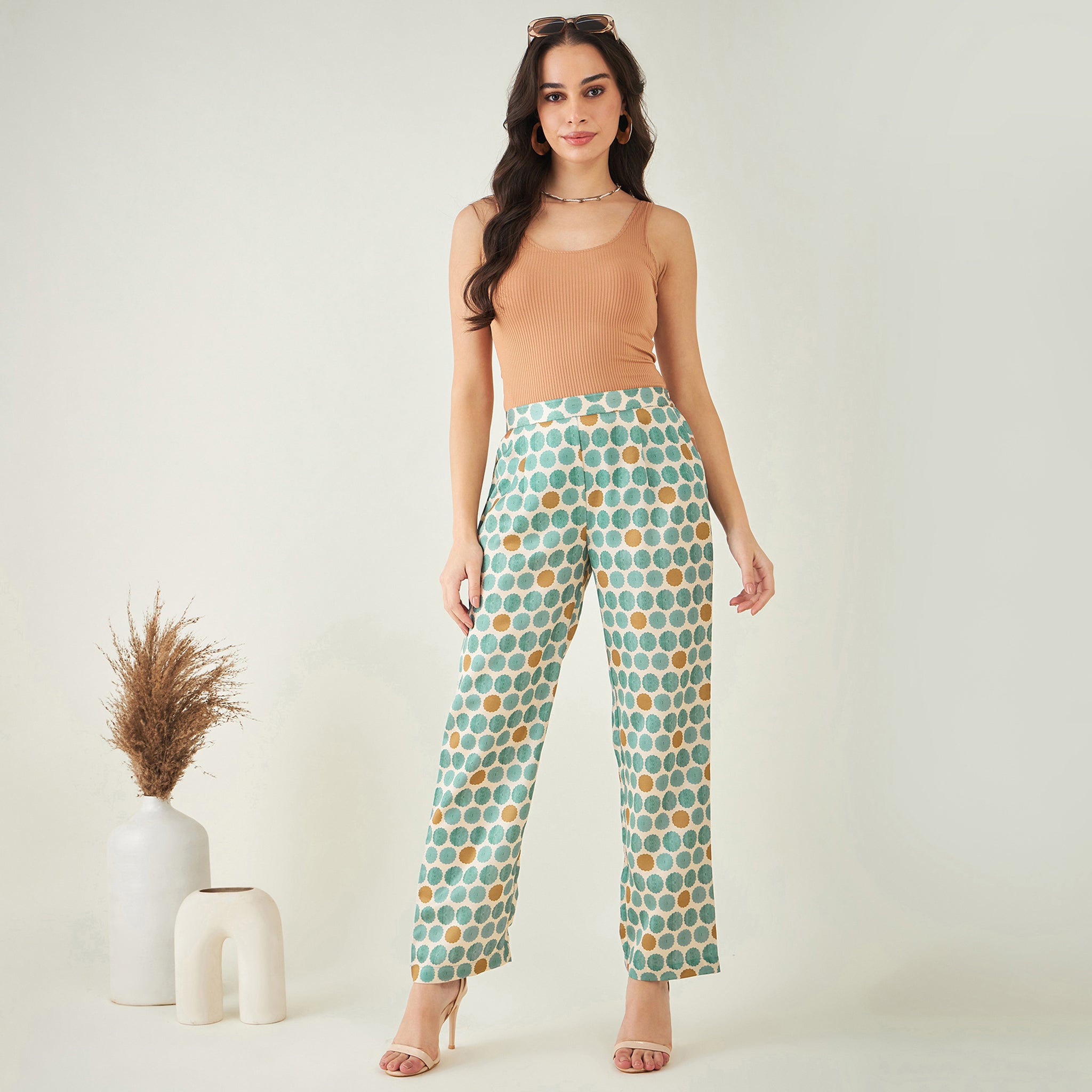 Green and Brown Polka Dot Pants