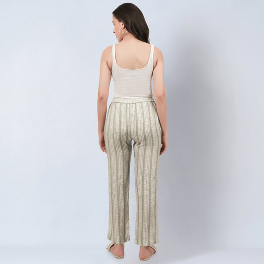 Sage Green and Ecru Stripe Pants