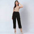 Load image into Gallery viewer, Black Linen Pants with Bead Lace
