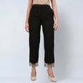 Load image into Gallery viewer, Black Linen Pants with Bead Lace
