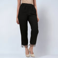 Load image into Gallery viewer, Black Linen Pants with Bead Lace
