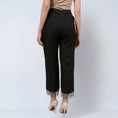 Load image into Gallery viewer, Black Linen Pants with Bead Lace
