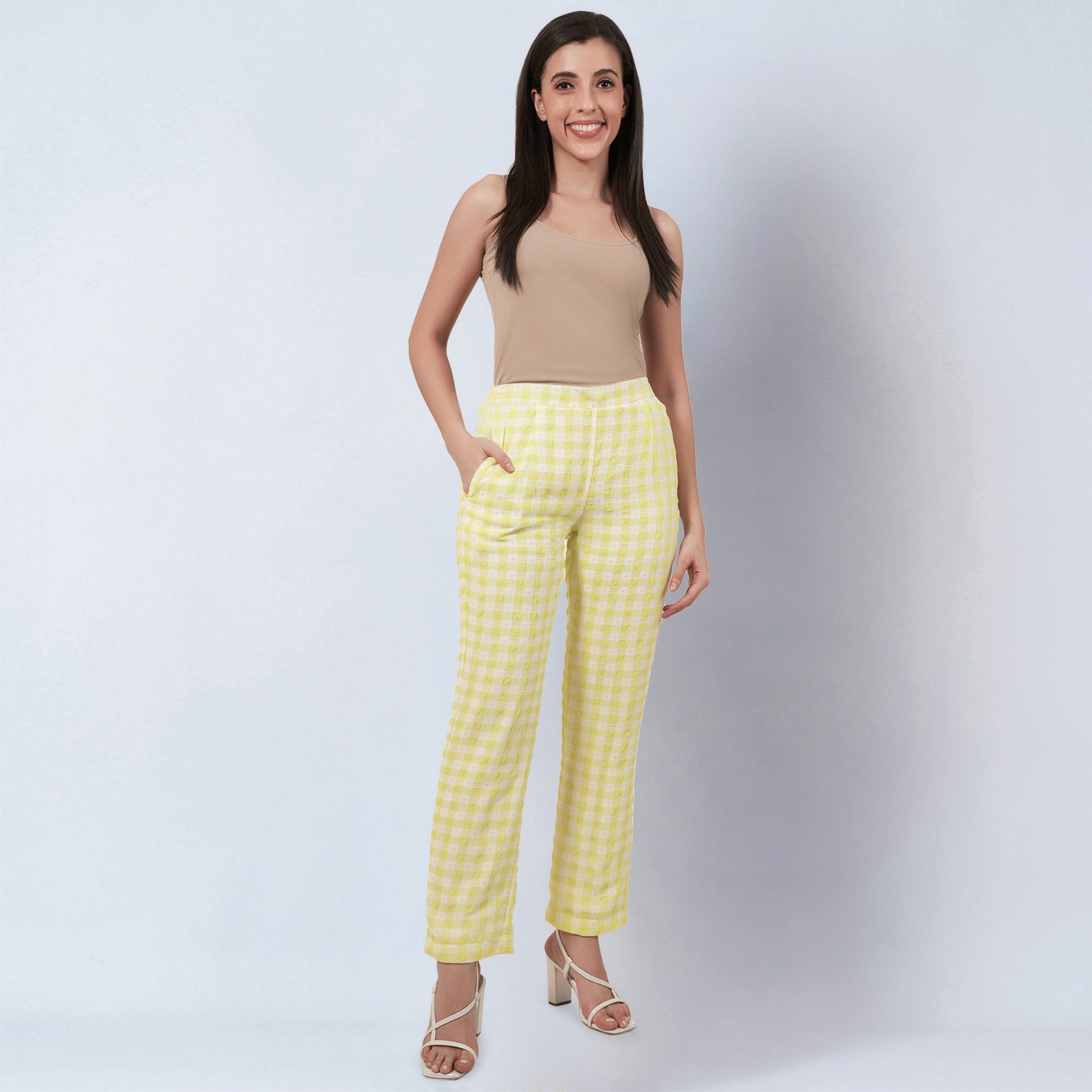 Citrus Lemon Checked Pants