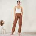 Load image into Gallery viewer, Brown Linen Pants with Lace Detail
