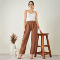 Load image into Gallery viewer, Brown Linen Pants with Lace Detail
