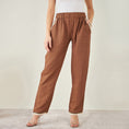 Load image into Gallery viewer, Brown Linen Pants with Lace Detail
