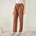 Load image into Gallery viewer, Brown Linen Pants with Lace Detail
