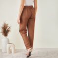 Load image into Gallery viewer, Brown Linen Pants with Lace Detail
