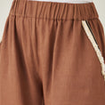 Load image into Gallery viewer, Brown Linen Pants with Lace Detail
