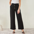 Load image into Gallery viewer, Black Linen High-Waisted Straight Pants
