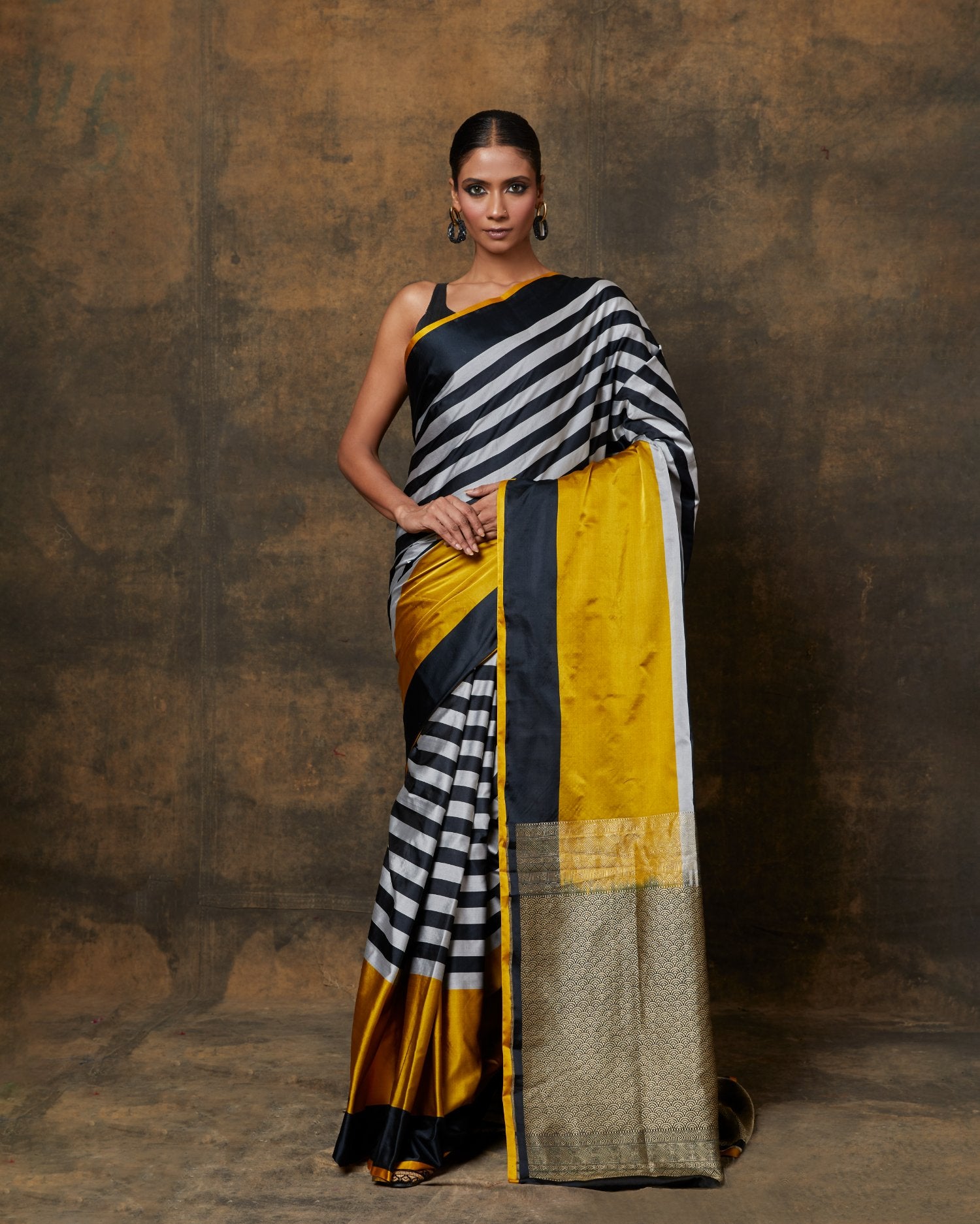 Striped Saree With Zari Woven Palla