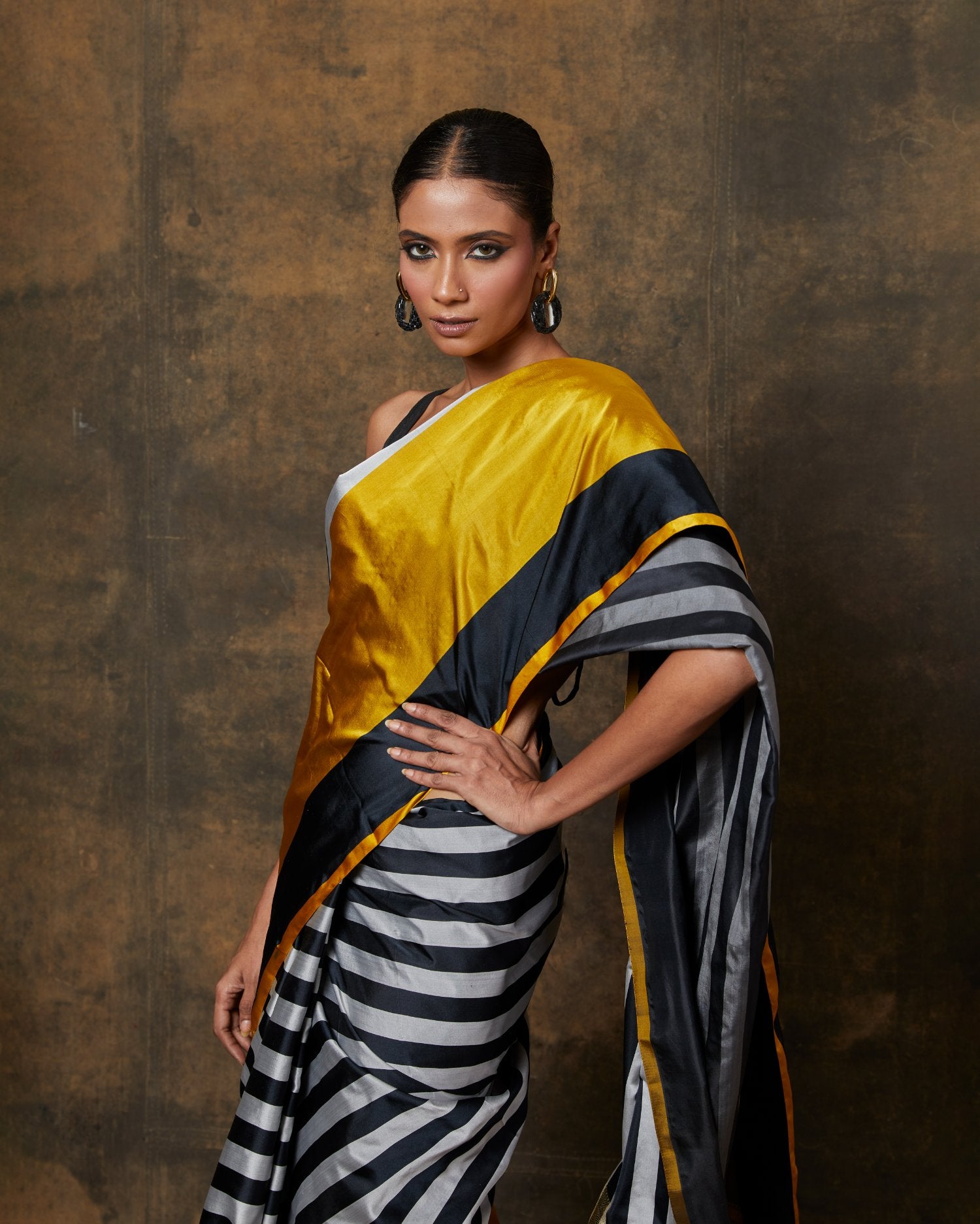 Striped Saree With Zari Woven Palla