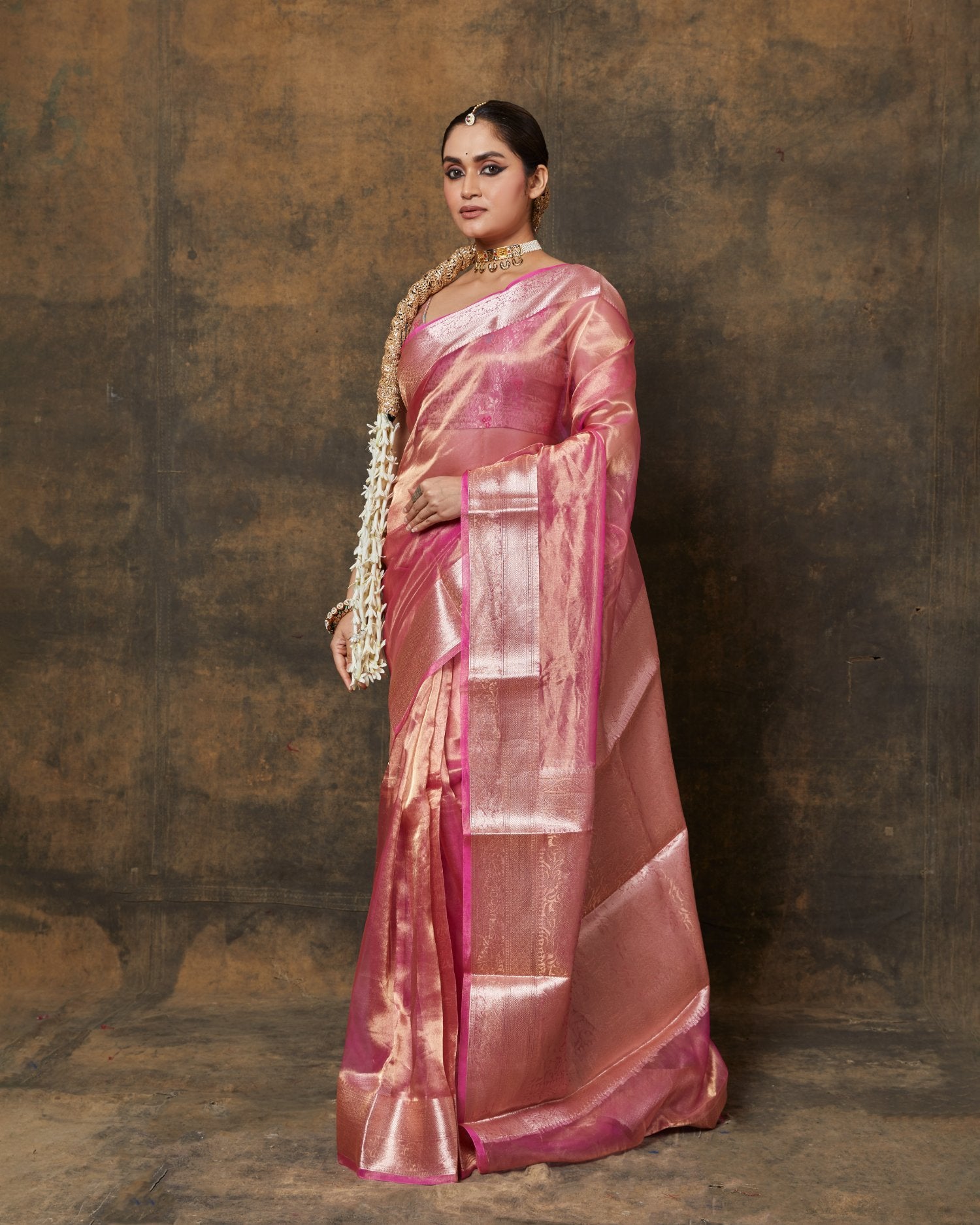 Onion Pink Tissue Saree