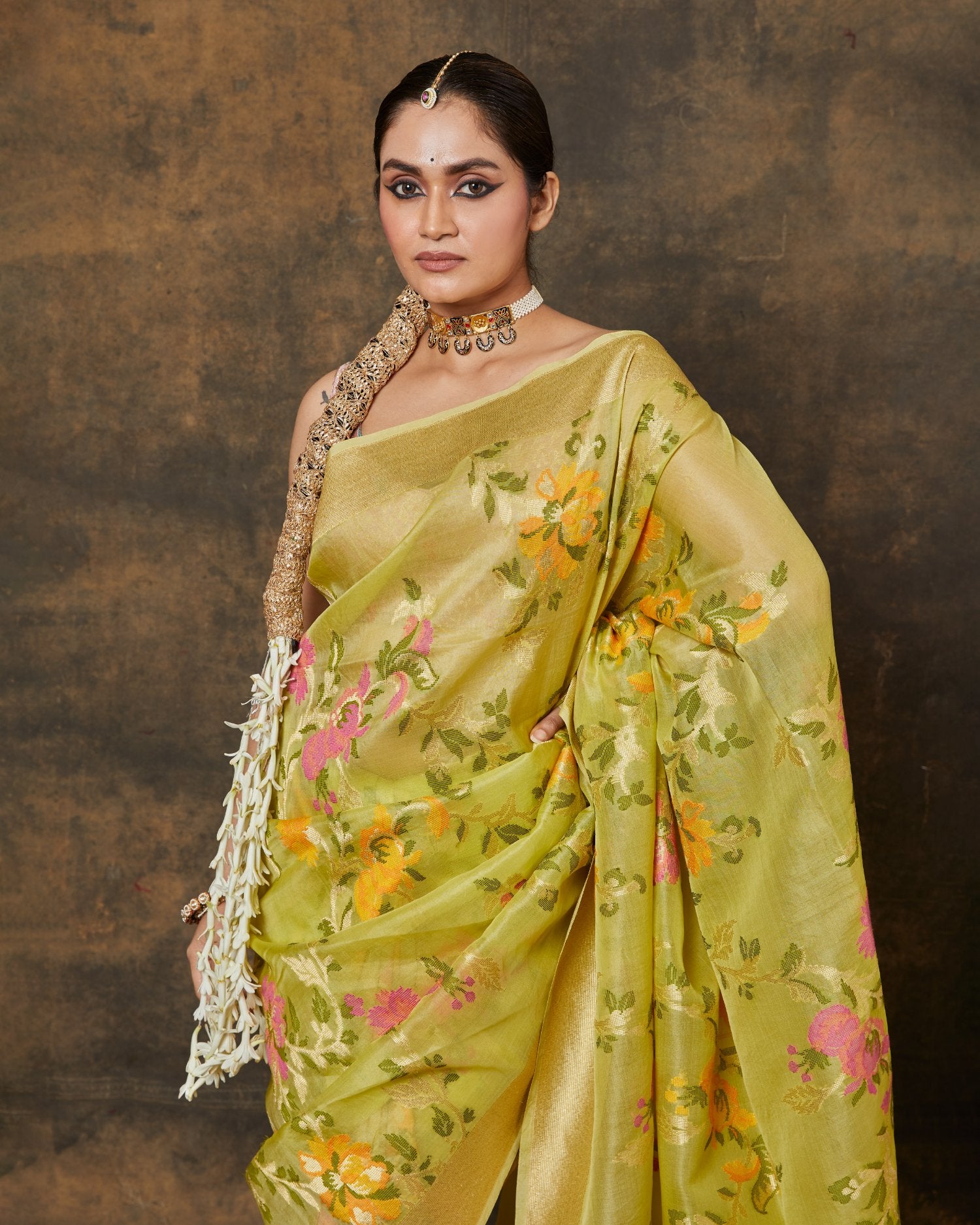 Green Floral Jaal Saree