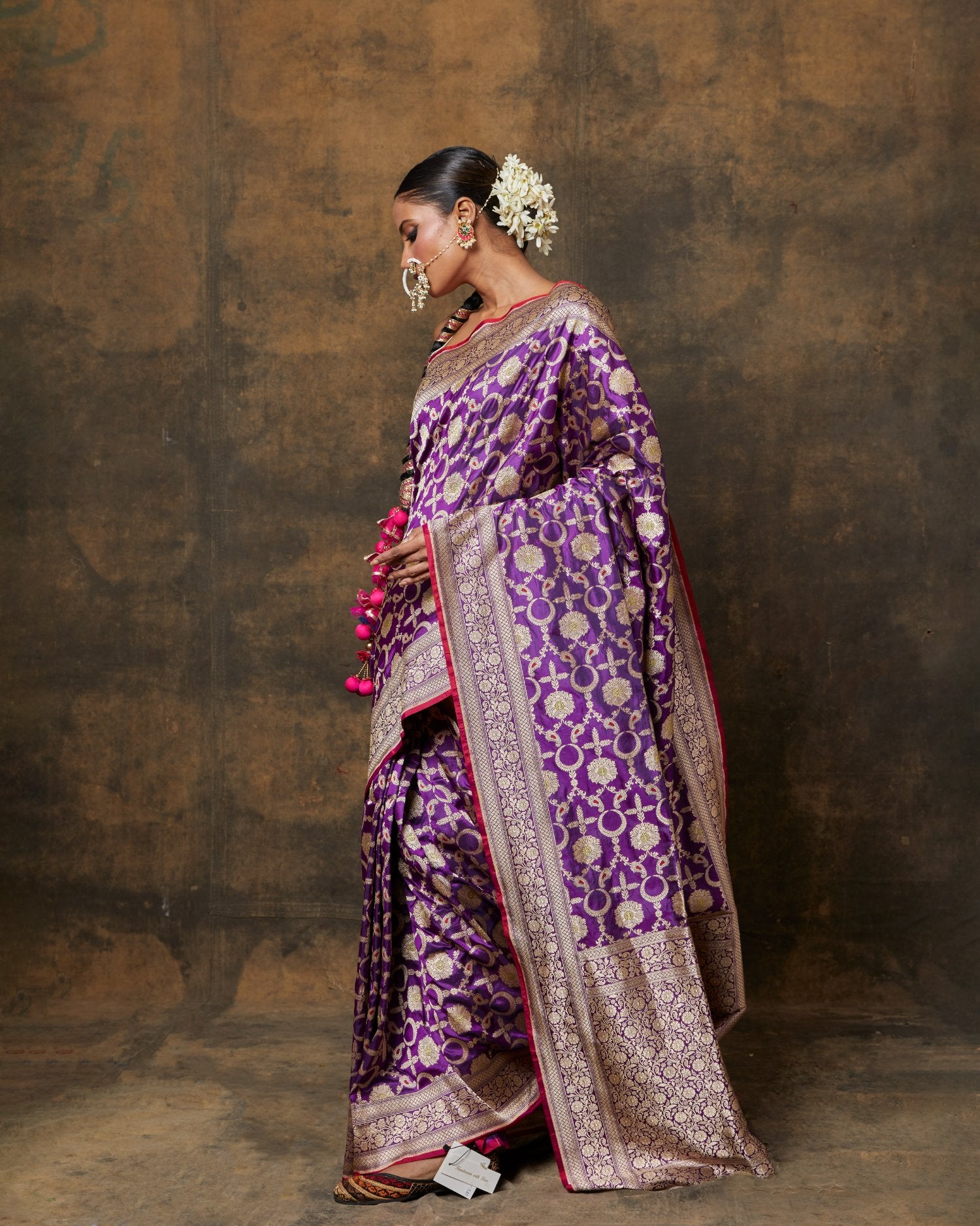 Purple Jaal Saree With Meenakari