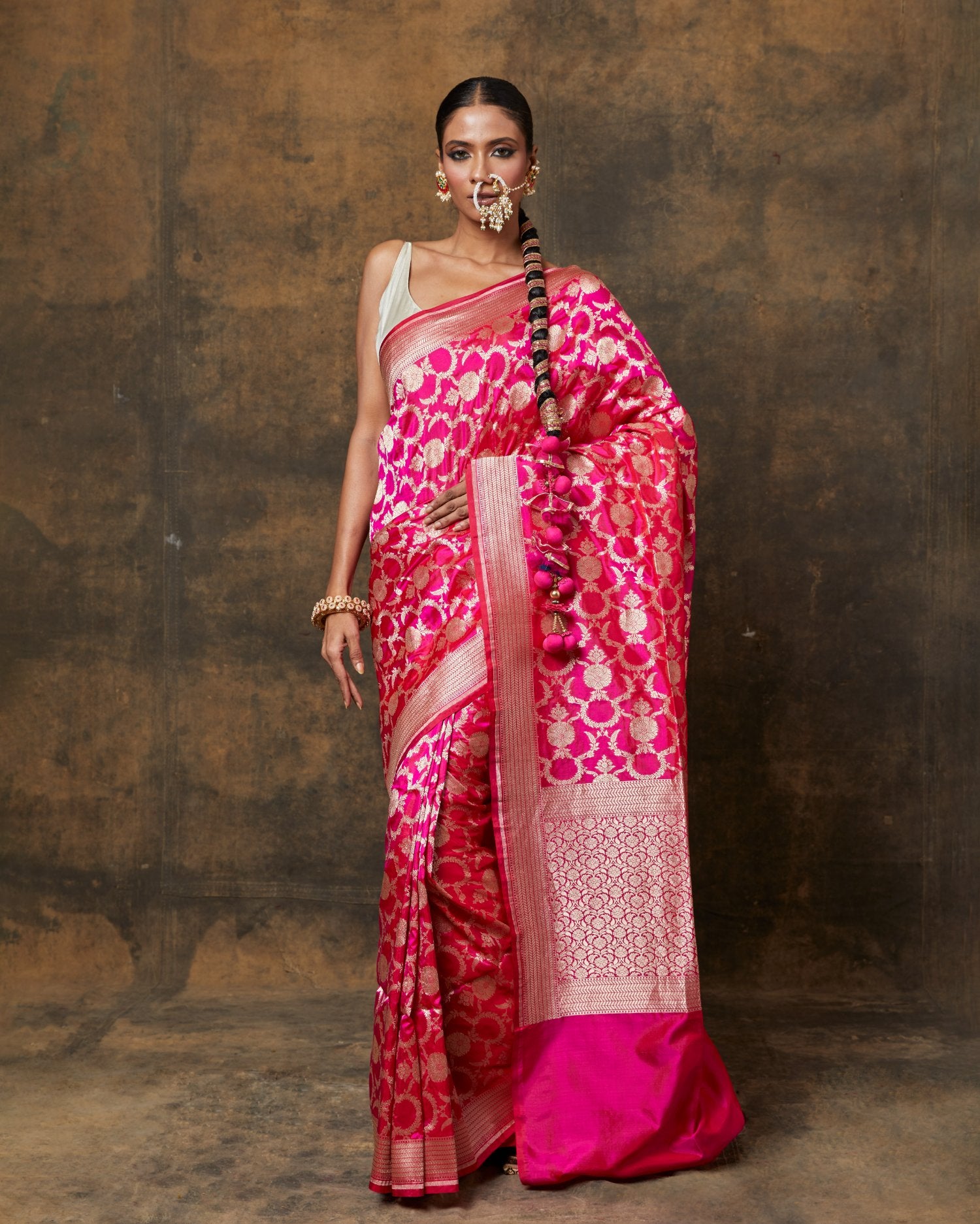 Pink Silk Saree