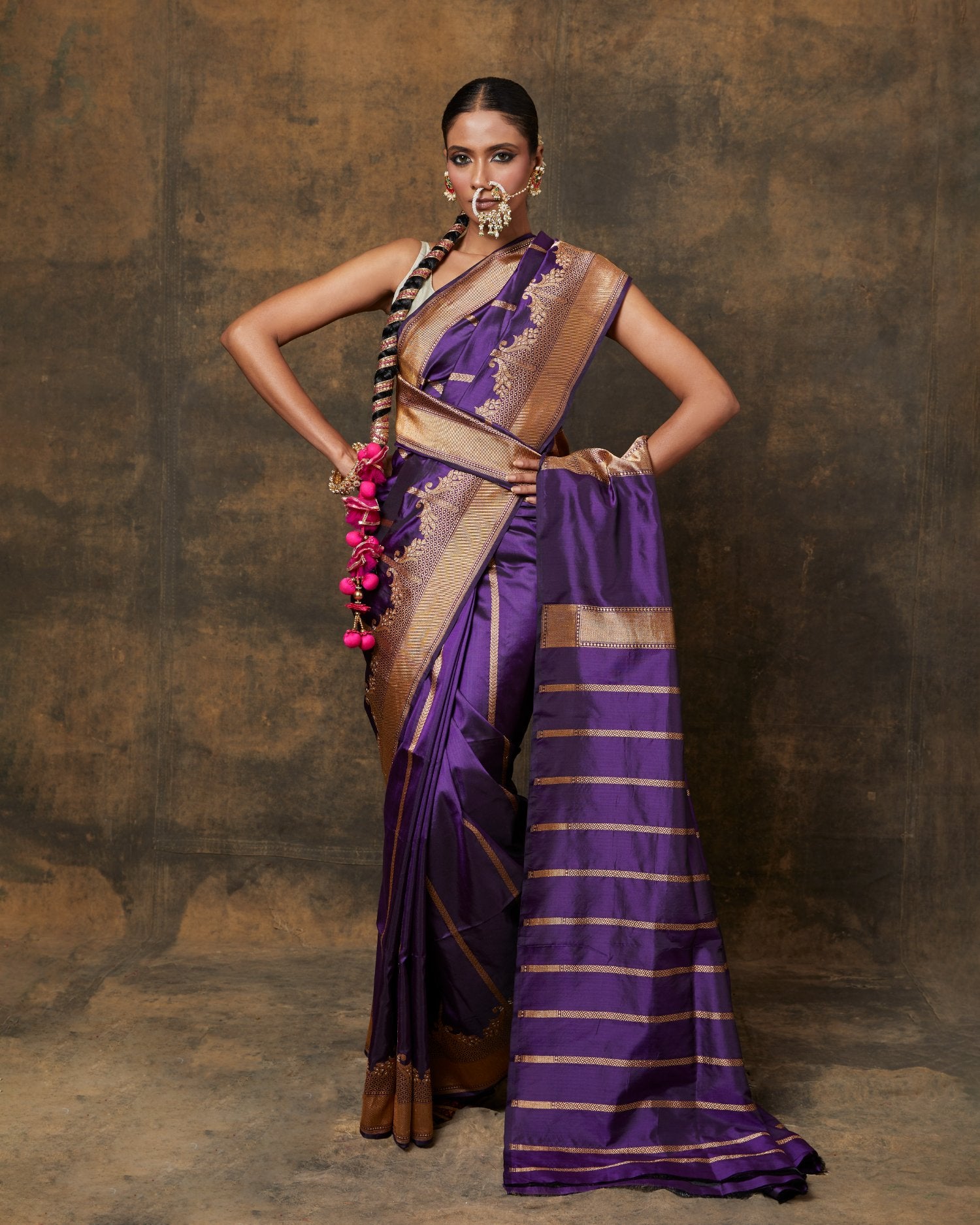 Kadwa Purple Silk Saree