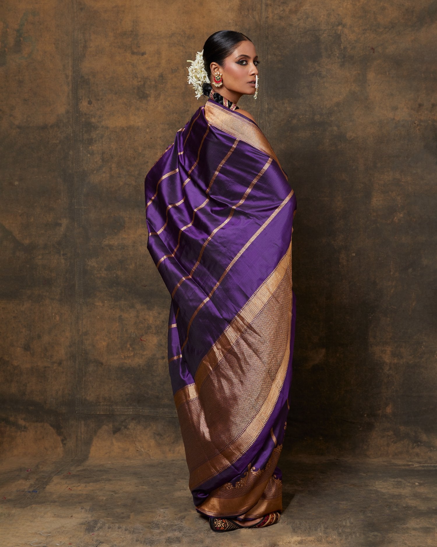 Kadwa Purple Silk Saree